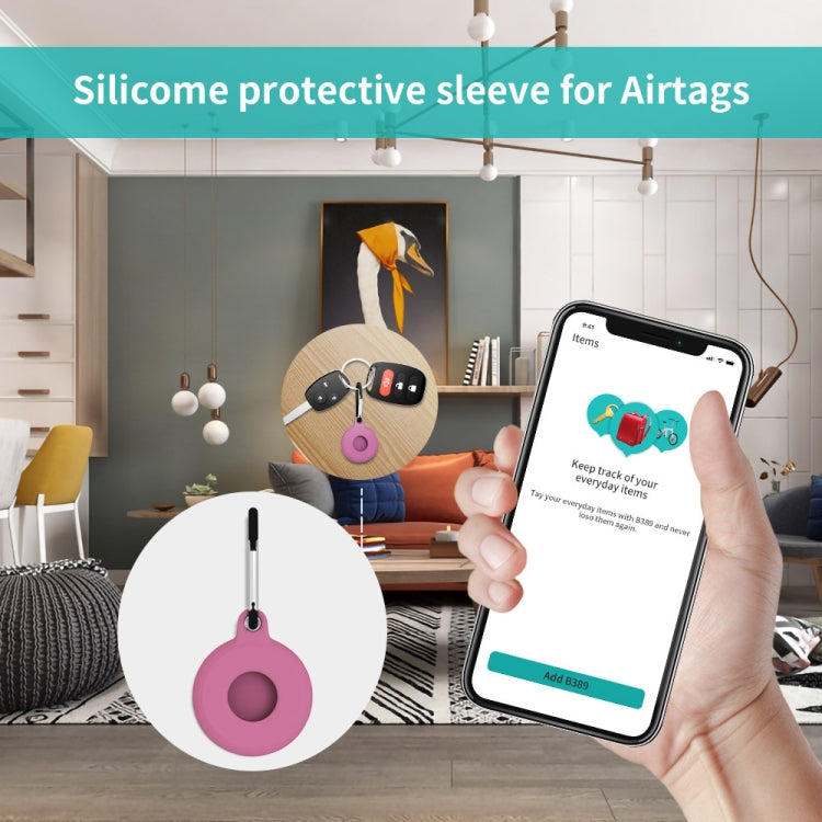Custodia protettiva in silicone antigraffio antiurto di forma rotonda da 4 pezzi con moschettone per Airtag