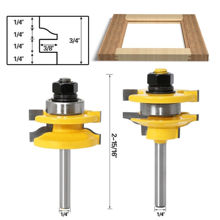 3 pezzi/set 1/4 manico taglierina per giunti da infilare per uso domestico fresa per incisione del legno, 3 PCS/Set 1/4 Handle