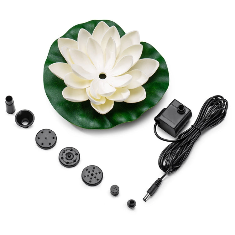 Fontana solare con vista galleggiante, scena dell'acqua della piscina da giardino, stile fiore foglia di loto, consegna casuale dei colori, Lotus Leaf Flower Solar Fountain