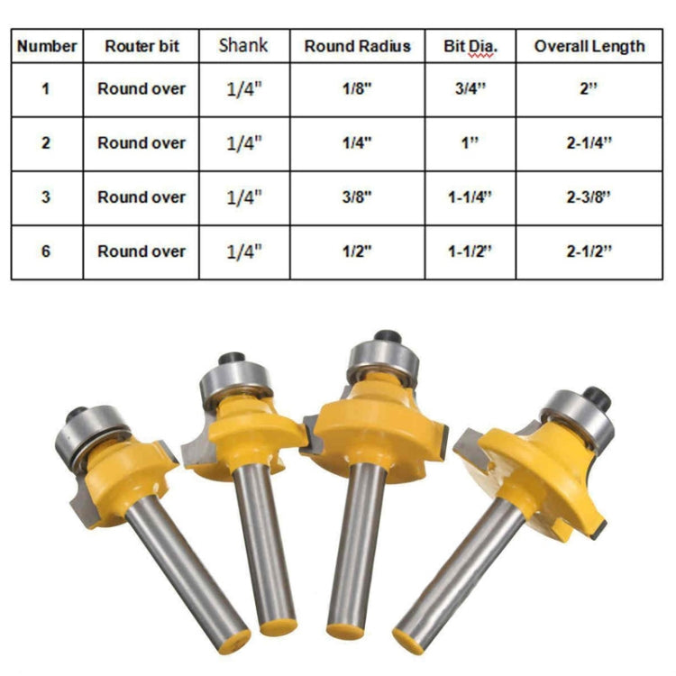 4 pz/set 1/4 manico in lega di filettatura coltello lavorazione del legno punta della macchina, 4 PCS/Set 1/4 Handle