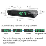 Orologio da auto con luce notturna solare Orologio elettronico automobilistico Temperatura, Time+Date+Week+Temperature