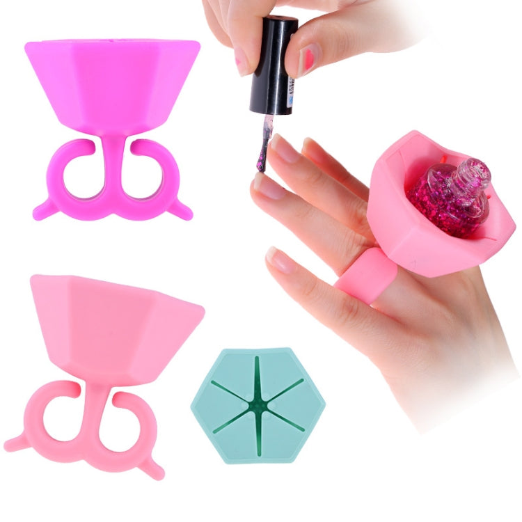 5 pezzi copri bottiglia indossabile per smalto per unghie in silicone antispruzzo supporto per dita per smalto consegna colore casuale