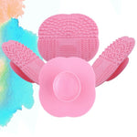Tampone per la pulizia della spazzola cosmetica in silicone a quattro foglie di trifoglio da 5 pezzi con consegna a colori casuale a ventosa