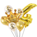 2 pezzi compleanno bambino bambini corona dorata pellicola in alluminio numero palloncino set decorazione scena di matrimonio