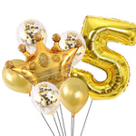 2 pezzi compleanno bambino bambini corona dorata pellicola in alluminio numero palloncino set decorazione scena di matrimonio