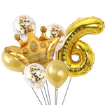 2 pezzi compleanno bambino bambini corona dorata pellicola in alluminio numero palloncino set decorazione scena di matrimonio