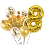2 pezzi compleanno bambino bambini corona dorata pellicola in alluminio numero palloncino set decorazione scena di matrimonio