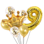2 pezzi compleanno bambino bambini corona dorata pellicola in alluminio numero palloncino set decorazione scena di matrimonio