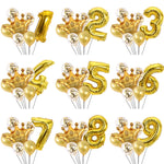 2 pezzi compleanno bambino bambini corona dorata pellicola in alluminio numero palloncino set decorazione scena di matrimonio
