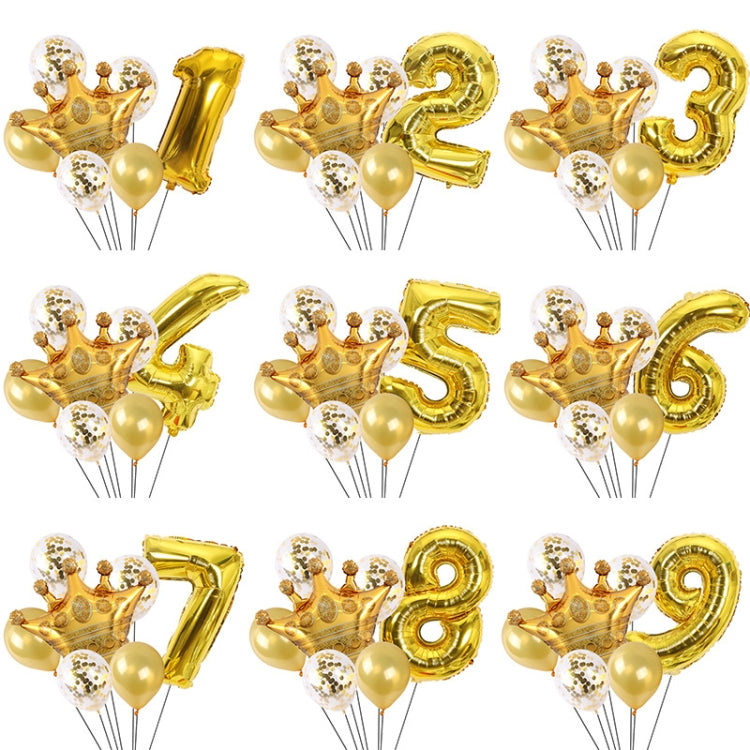 2 pezzi compleanno bambino bambini corona dorata pellicola in alluminio numero palloncino set decorazione scena di matrimonio