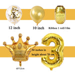 2 pezzi compleanno bambino bambini corona dorata pellicola in alluminio numero palloncino set decorazione scena di matrimonio