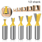 Fresa piccola per incisione su legno con fresa a coda di rondine da 1/2 manico, specifica:, 1/2x5/8mm, 1/2x3/4mm, 1/2x1/4mm, 1/2x3/8mm, 1/2x1/2mm, 5 PCS/Set