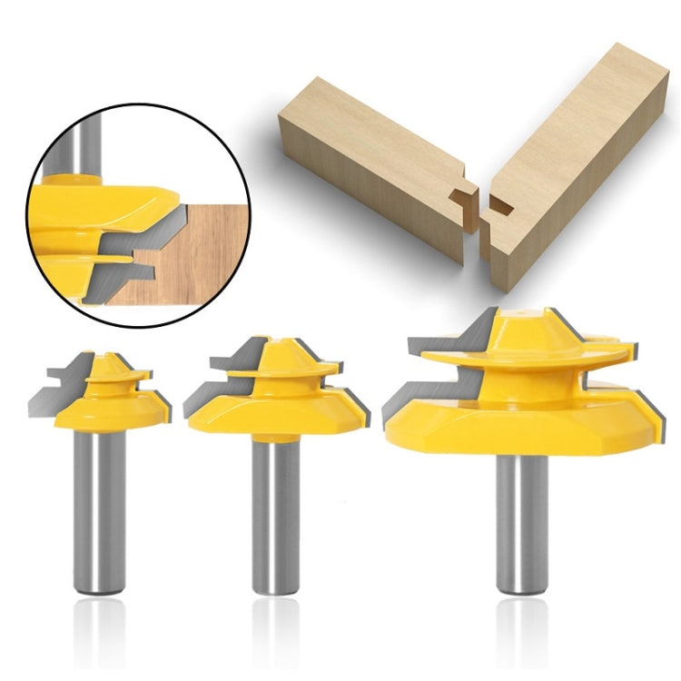 Fresa per macchina per incisione del legno Coltello per giunzione a 45 gradi, 1/2x1-3/8mm, 1/2x2mm, 1/2x2-3/4mm, 12x1-3/8mm, 12x2mm, 12x2-3/4mm, 1/2mm Handle 3PCS/Set, 12mm Handle 3PCS/Set