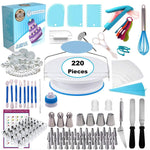 220 in 1 giradischi per torte set di ugelli per decorare strumenti da forno set di stampi per fondente, 220 PCS/Set