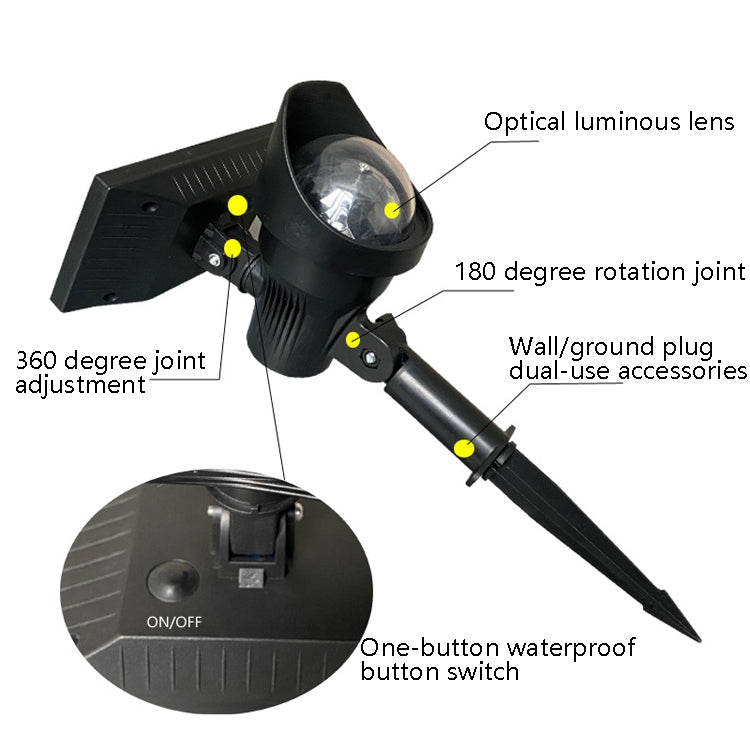 Lampada solare da esterno rotante a luce solare da giardino, Rotating RGB Upgrade