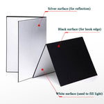 2 PCS 3-in-1 Riflettente Bordo Bianco + Nero + Argento A4 Cartone Pieghevole Diffusore di Luce, 3-in-1 A4 Cardboard