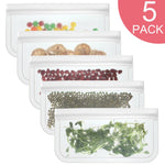 Borsa per la conservazione degli alimenti in PEVA satinato traslucido Borsa per la conservazione degli alimenti per frigorifero Borsa per alimenti autosigillante, 5 PCS / Set(NO.1x5), 5 PCS / Set(NO.2x5), 6 PCS / Set(NO.1x4+NO.2x2)                     ...