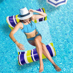 Fila galleggiante per nuoto adulto con amaca gonfiabile in PVC, dimensioni: 120 x 70 cm, Light Blue Striped, Rose Red Striped, Yellow Stripe, Green Striped, Orange Striped, Dark Blue Striped, Yellow + Blue, Green + Blue