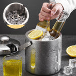 Secchiello per il ghiaccio in acciaio inossidabile 304 Botte per vino da birra a doppio strato con barra cava con clip per ghiaccio, capacità: 1,3 l, 1.3L With Ice Clip