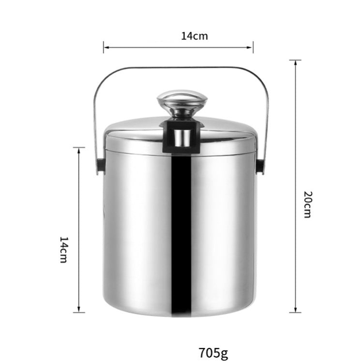 Secchiello per il ghiaccio in acciaio inossidabile 304 Botte per vino da birra a doppio strato con barra cava con clip per ghiaccio, capacità: 1,3 l, 1.3L With Ice Clip