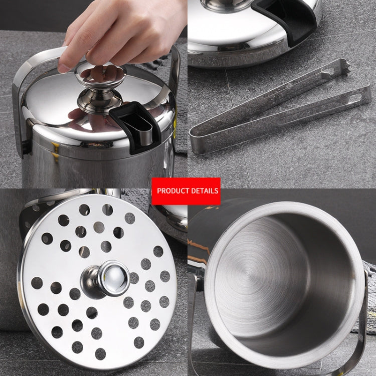 Secchiello per il ghiaccio in acciaio inossidabile 304 Botte per vino da birra a doppio strato con barra cava con clip per ghiaccio, capacità: 1,3 l, 1.3L With Ice Clip