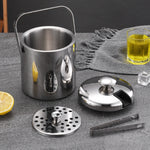 Secchiello per il ghiaccio in acciaio inossidabile 304 Botte per vino da birra a doppio strato con barra cava con clip per ghiaccio, capacità: 1,3 l, 1.3L With Ice Clip