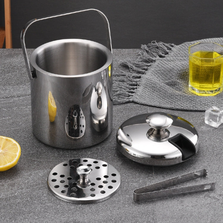 Secchiello per il ghiaccio in acciaio inossidabile 304 Botte per vino da birra a doppio strato con barra cava con clip per ghiaccio, capacità: 1,3 l, 1.3L With Ice Clip