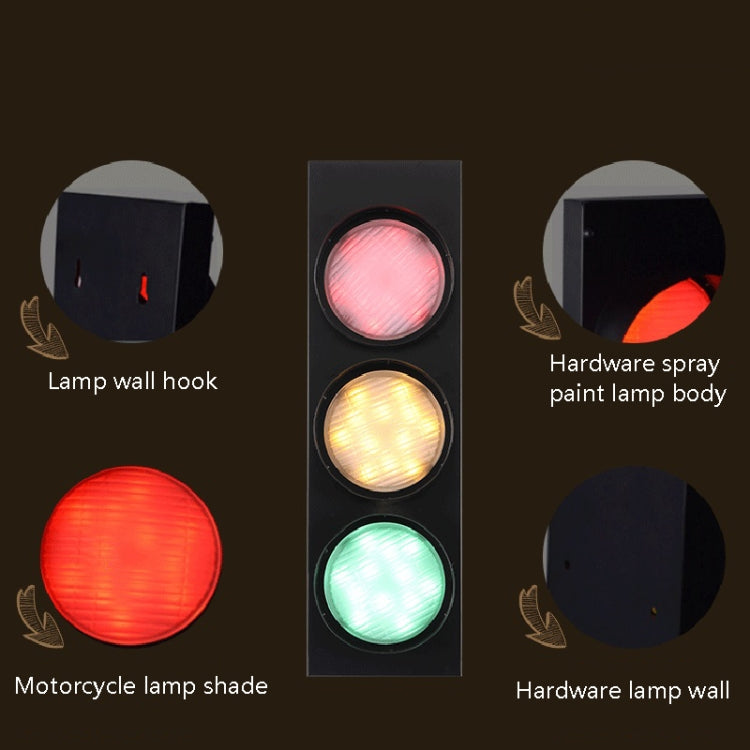 Lampada da parete per interni a LED in vetro tecnico in ferro battuto con semaforo per ristorante retro bar, 5W x 3