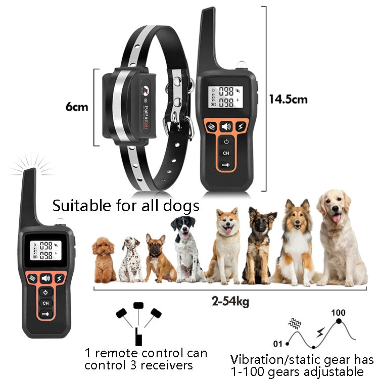 PaiPaitek PD529 Dispositivo di addestramento per cani con controllo remoto Dispositivo antiabbaio per controllo vocale, PD529 (Black), PD529 (Red), PD529 (Orange), PD529 (Yellow)