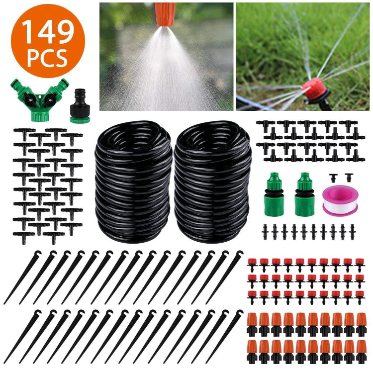 149 in 1 kit di irrigazione a goccia per dispositivo di irrigazione automatico fai-da-te con gocciolatore regolabile da 30 m, 149 In 1