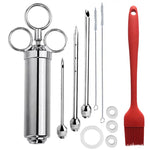 Set di aghi per tacchino con siringa per bistecca con condimento in acciaio inossidabile con spazzola in silicone per la pulizia, 11 in 1 (Red ), 11 in 1 (Black ), 11 in 1 (Blue), 11 in 1 (Green), 11 in 1 (Orange ), 11 in 1 (Yellow )                   ...