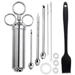 Set di aghi per tacchino con siringa per bistecca con condimento in acciaio inossidabile con spazzola in silicone per la pulizia, 11 in 1 (Red ), 11 in 1 (Black ), 11 in 1 (Blue), 11 in 1 (Green), 11 in 1 (Orange ), 11 in 1 (Yellow )                   ...