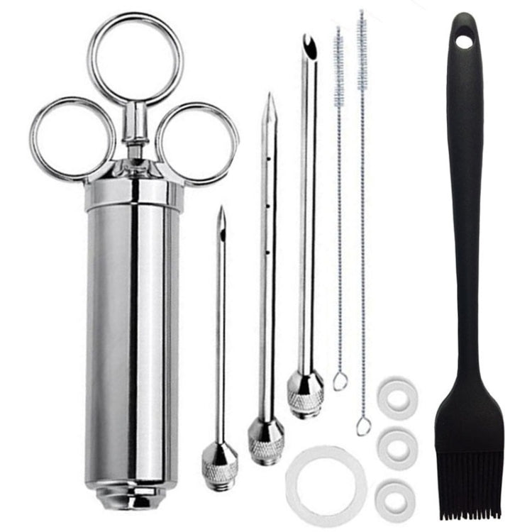 Set di aghi per tacchino con siringa per bistecca con condimento in acciaio inossidabile con spazzola in silicone per la pulizia, 11 in 1 (Red ), 11 in 1 (Black ), 11 in 1 (Blue), 11 in 1 (Green), 11 in 1 (Orange ), 11 in 1 (Yellow )                   ...