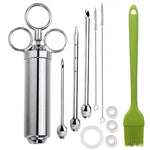 Set di aghi per tacchino con siringa per bistecca con condimento in acciaio inossidabile con spazzola in silicone per la pulizia, 11 in 1 (Red ), 11 in 1 (Black ), 11 in 1 (Blue), 11 in 1 (Green), 11 in 1 (Orange ), 11 in 1 (Yellow )                   ...