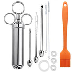 Set di aghi per tacchino con siringa per bistecca con condimento in acciaio inossidabile con spazzola in silicone per la pulizia, 11 in 1 (Red ), 11 in 1 (Black ), 11 in 1 (Blue), 11 in 1 (Green), 11 in 1 (Orange ), 11 in 1 (Yellow )                   ...