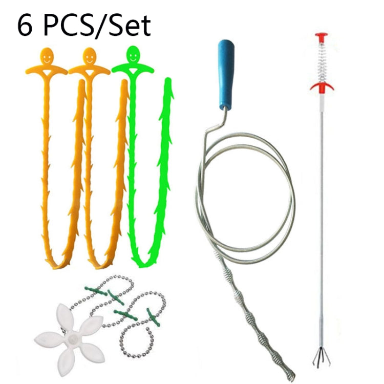 Kit draga per lavandino antiblocco per WC fognario con gancio per dragare per tubi da cucina, Stile:, 6 PCS/Set-1M, 6 PCS/Set-1.5M, 6 PCS/Set-3, 6 PCS/Set-4