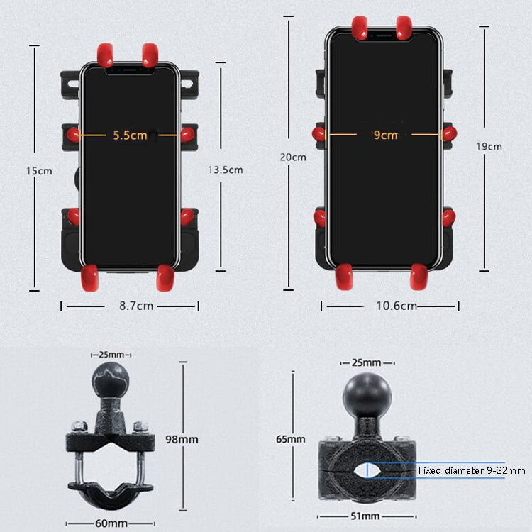Staffa per telefono cellulare con navigazione in metallo per moto, Stile:, Rearview Mirror Installation (Anti-theft), Rearview Mirror Installation (Hand Twist), Thin Tube Fixation (Anti-theft), Thin Tube Fixation (Hand Twist)                           ...