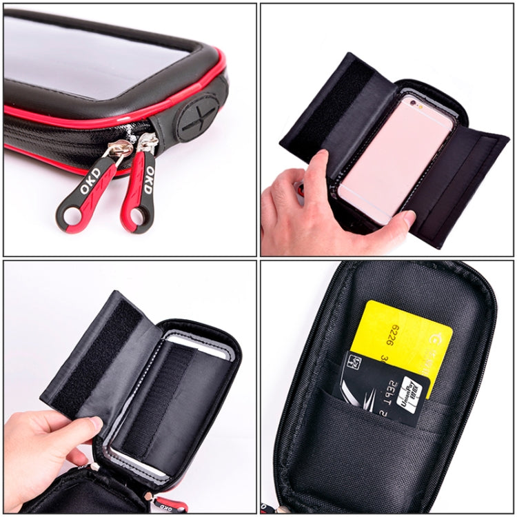 Staffa per borsa per telefono cellulare impermeabile touch screen per bicicletta da moto OKD, S, M-4, L-3, XL-4