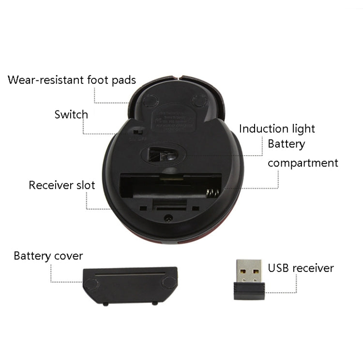 CM0184 Mouse wireless personalizzato Mini Ladybug 3000 DPI a 3 tasti Mouse wireless personalizzato