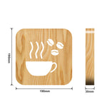 FS-T1879W Lampada da tavolo in legno LED da caffè 3D da 2,5 W per camera da letto, Coffee