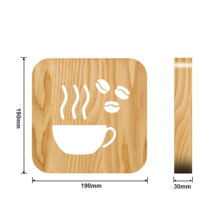 FS-T1879W Lampada da tavolo in legno LED da caffè 3D da 2,5 W per camera da letto, Coffee