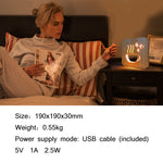 FS-T1879W Lampada da tavolo in legno LED da caffè 3D da 2,5 W per camera da letto, Coffee