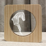 FS-A3762W Lampada da tavolo in legno 3D cavallo Lampada da notte per camera da letto, Horse