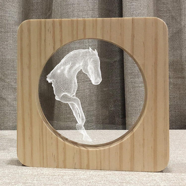 FS-A3762W Lampada da tavolo in legno 3D cavallo Lampada da notte per camera da letto, Horse