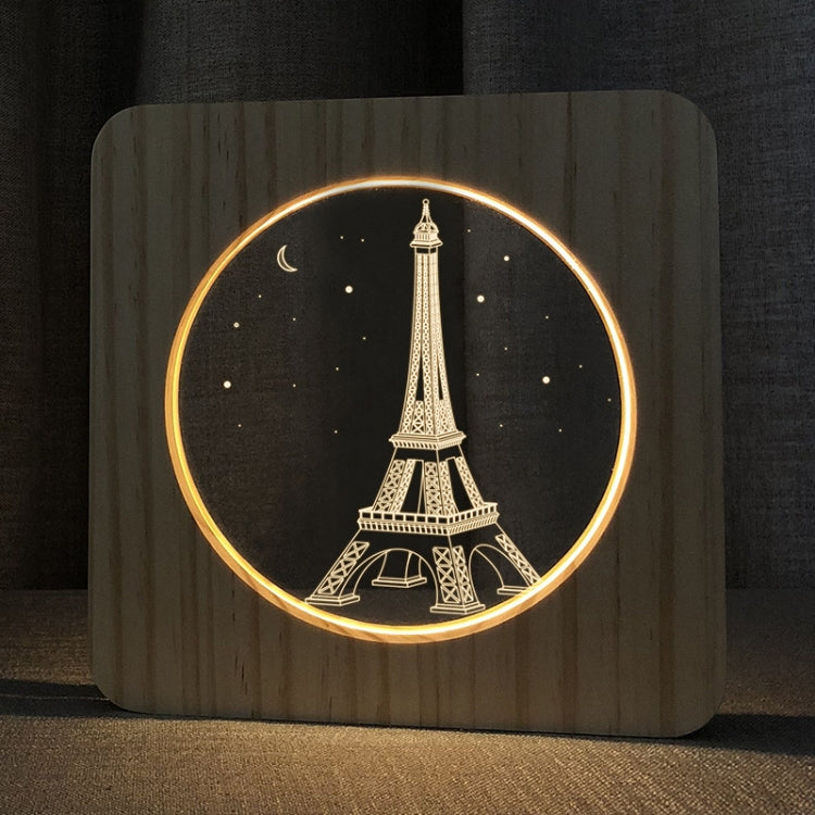 FS-A2821-02W Lampada da tavolo a LED in legno massello USB a forma di Torre Eiffel Luce notturna a LED, Eiffel Tower