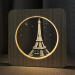 FS-A2821-02W Lampada da tavolo a LED in legno massello USB a forma di Torre Eiffel Luce notturna a LED, Eiffel Tower