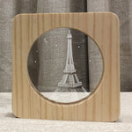 FS-A2821-02W Lampada da tavolo a LED in legno massello USB a forma di Torre Eiffel Luce notturna a LED, Eiffel Tower