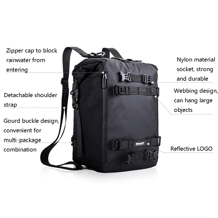Borsa per sedile posteriore per moto multifunzione Rhinowalk. Borsa laterale combinata per ripiano posteriore, Black 10L, Yellow 10L, Black 20L, Yellow 20L, Black 30L, Yellow 30L