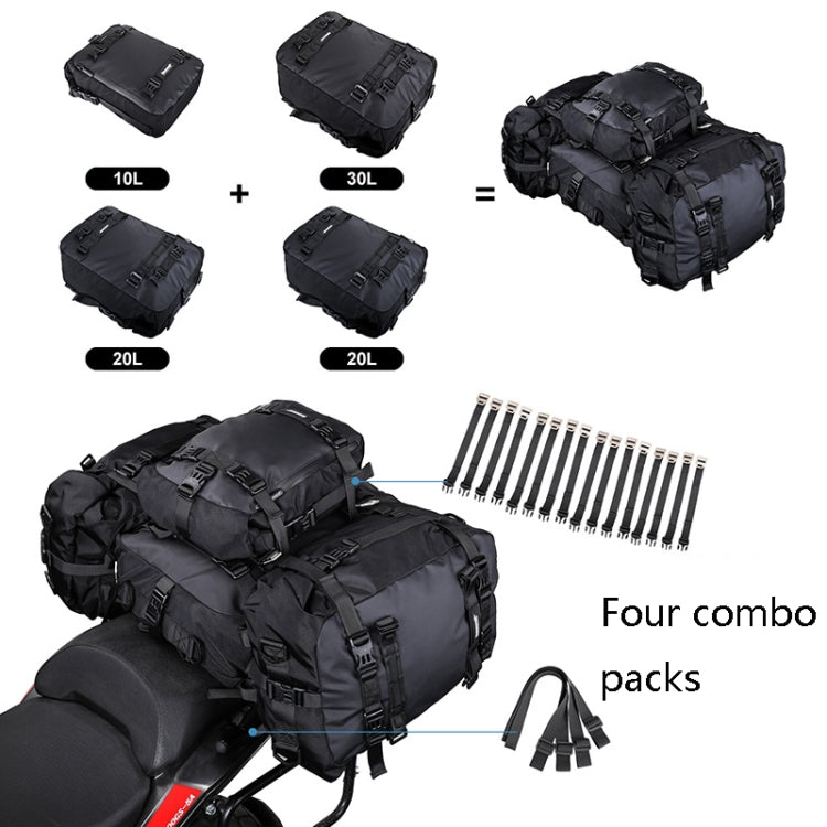 Borsa per sedile posteriore per moto multifunzione Rhinowalk. Borsa laterale combinata per ripiano posteriore, Black 10L, Yellow 10L, Black 20L, Yellow 20L, Black 30L, Yellow 30L