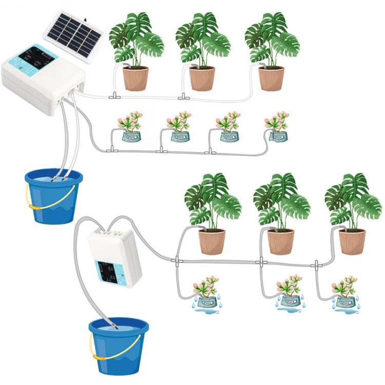 G89456 Dispositivo di irrigazione automatica per fiori con temporizzazione vocale intelligente solare Gocciolatore per piante pigre, Single Pump 10 Sets, Single Pump 15 Sets, Double Pump 15 Sets 10M Tube, Double Pump 20 Sets Drop 15M Tube              ...